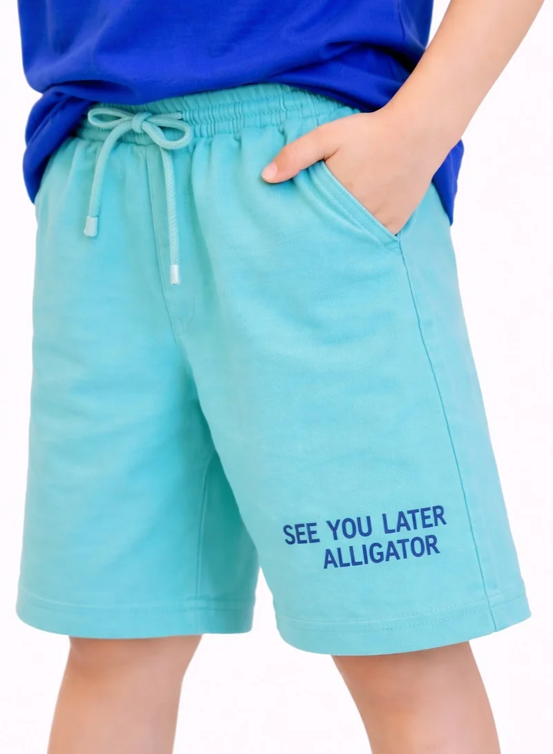 Victor And Jane  Boys Crocodile Graphic T-Shirt & Mint Shorts Set for Men | Best Price UAE
